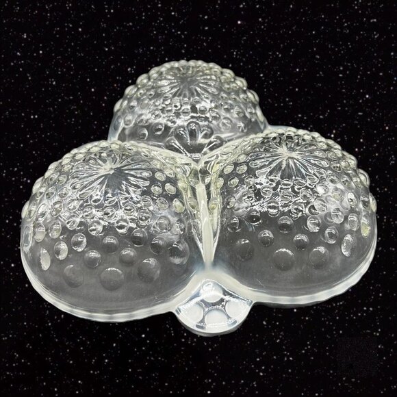 Anchor Hocking Opalescent Moonstone Relish Candy Dish Divided Bowl 1.5”T 6.5”W - Picture 7 of 12
